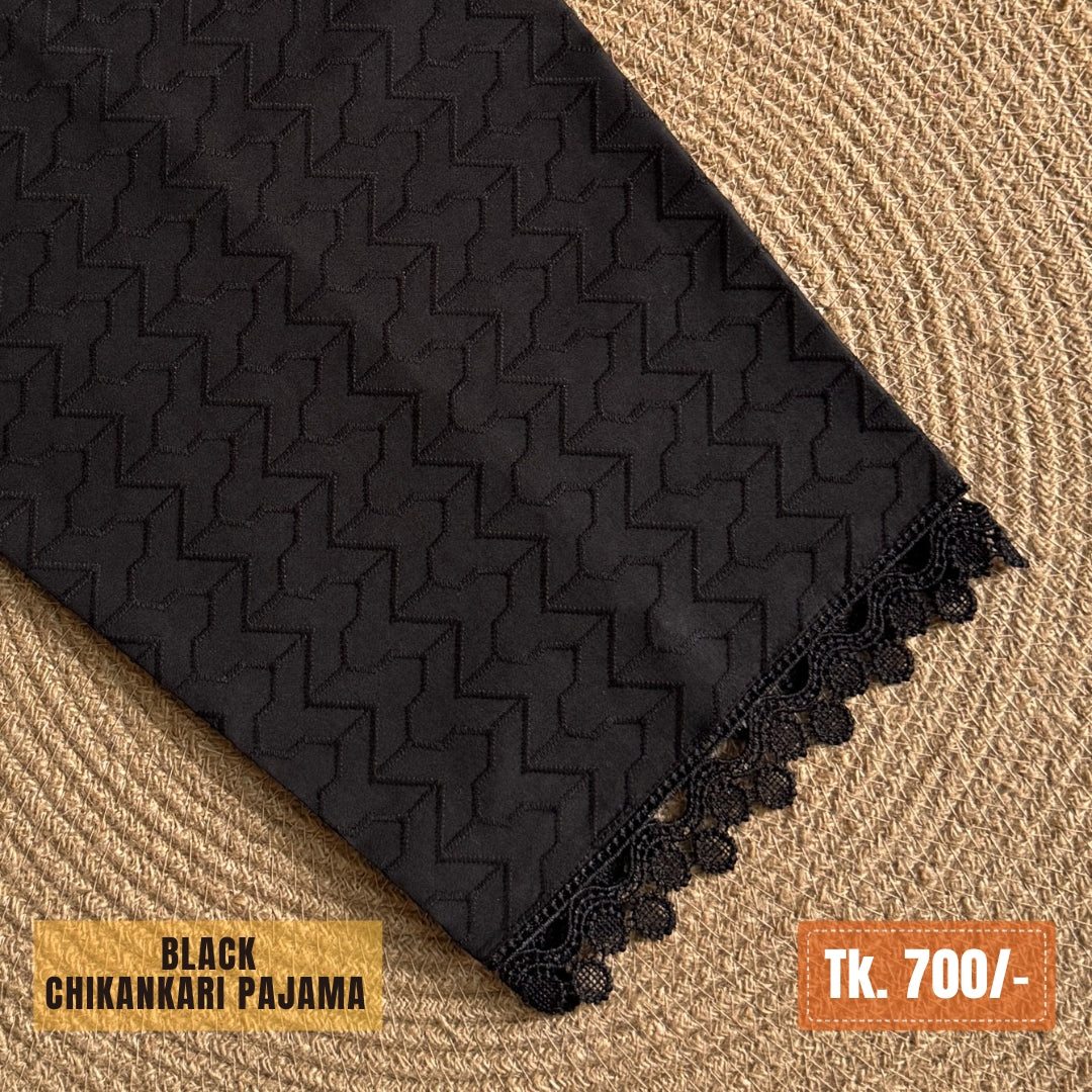 Chikankari Cotton Pajama – Black | PJ-0012