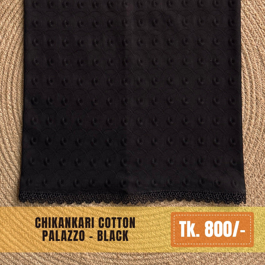 Chikankari Cotton Palazzo – Black | PZ-0004