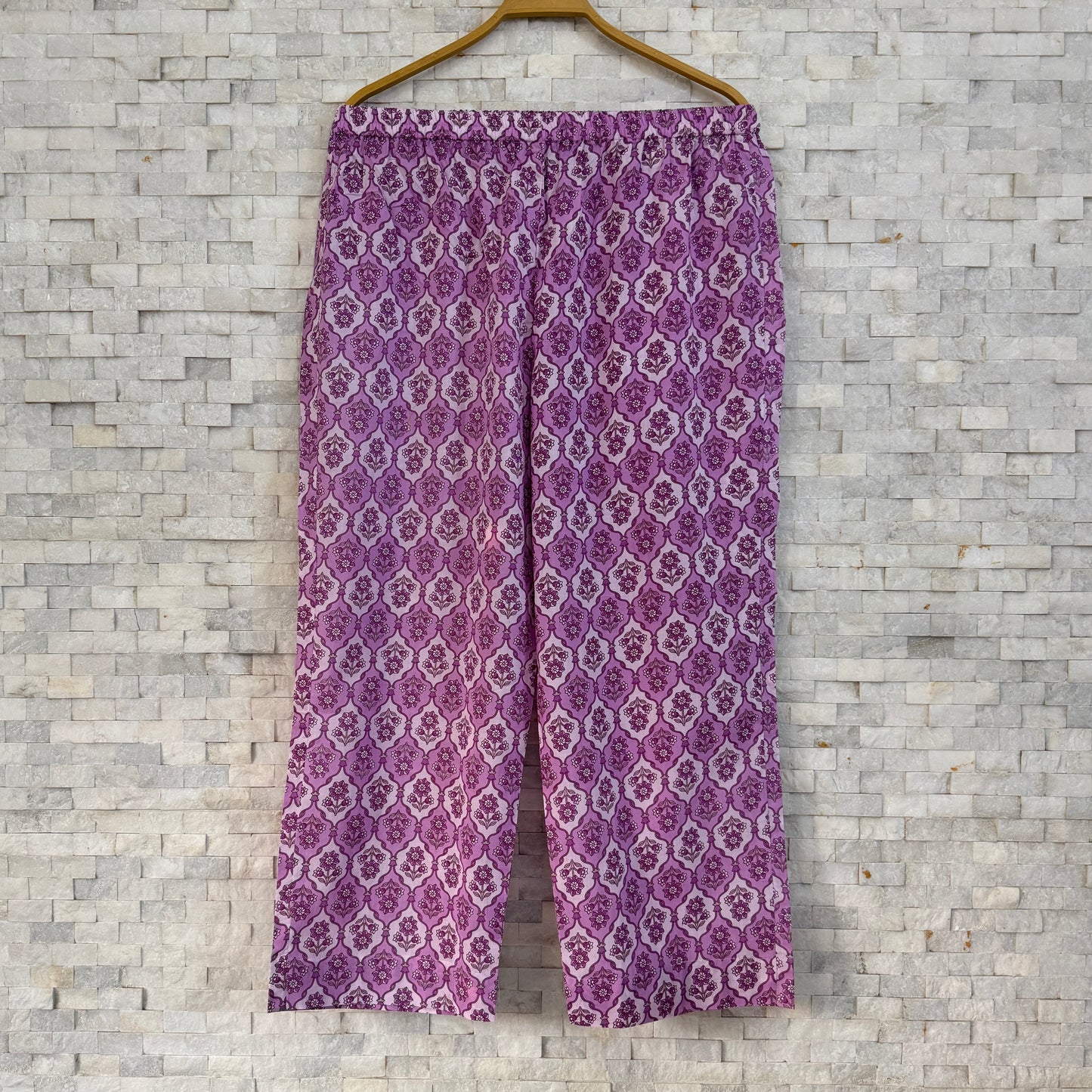 Jaipuri Cotton Short Kurti Co-ord Set – Lavender Purple with Floral Jaal Print