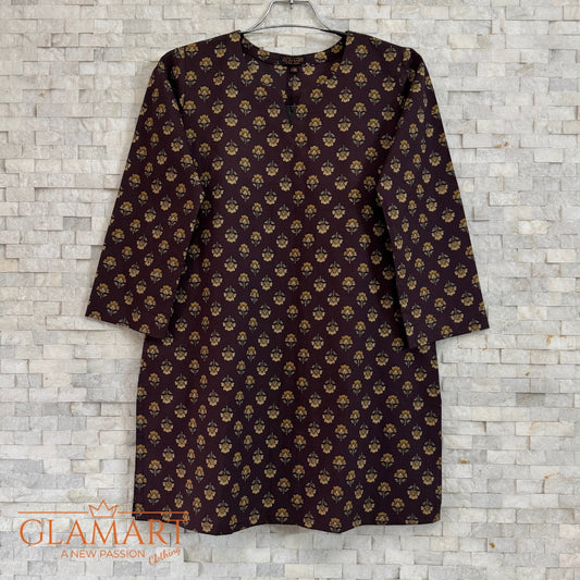 Jaipuri Cotton Co-Ord Set – Deep Wine Mustard Floral Butti Print
