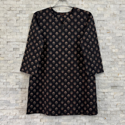 Jaipuri Cotton Co-Ord Set – Black Floral Buti