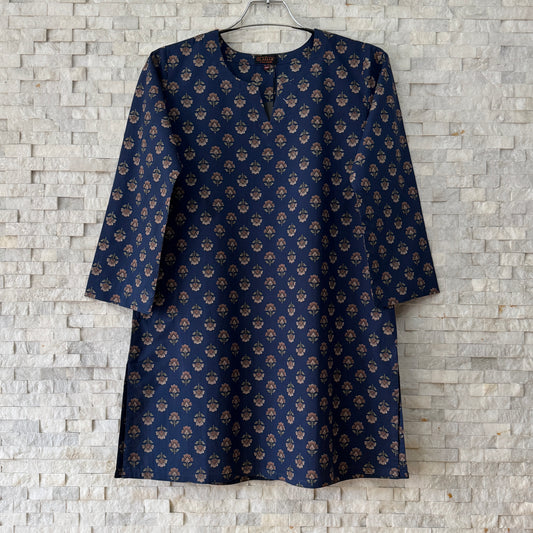 Jaipuri Cotton Co-Ord Set – Navy Floral Buti