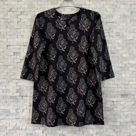 Jaipuri Cotton Co-Ord Set – Black Floral Print