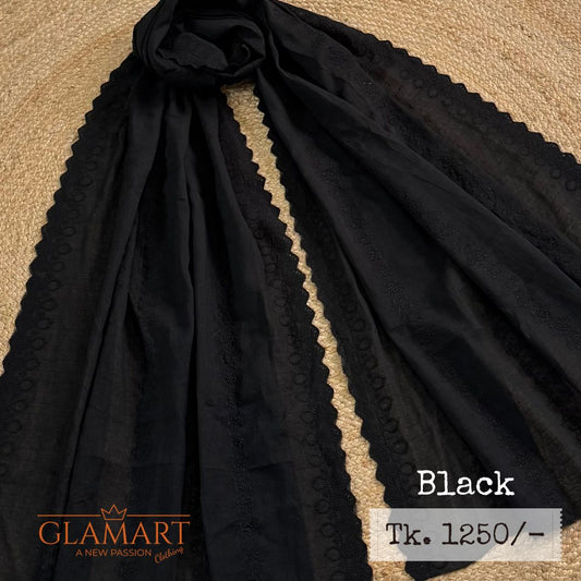 Black Chikankari Pure Cotton Dupatta | CD0007