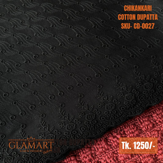 Chikankari Cotton Dupatta – Black | CD-0027