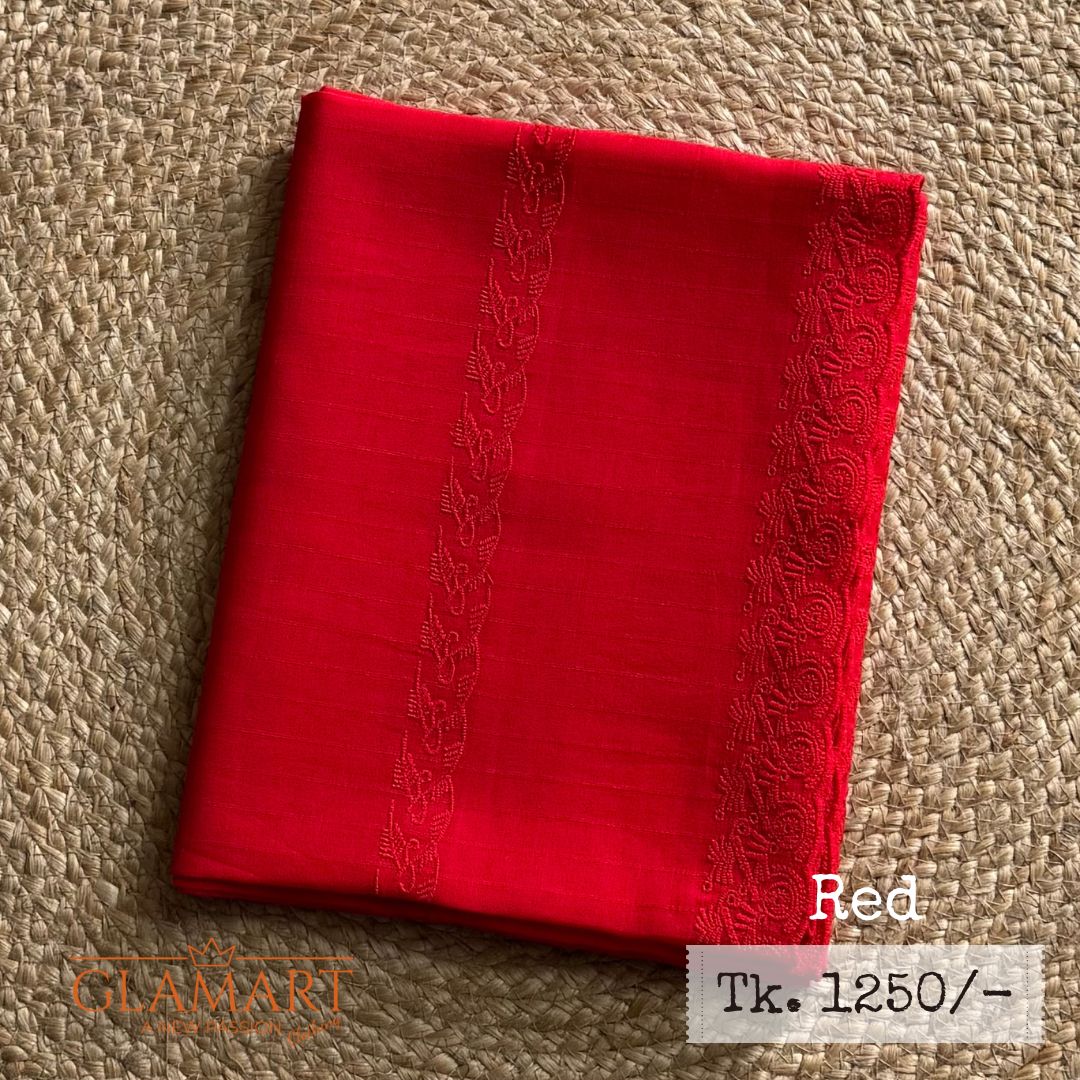Red Chikankari Pure Cotton Dupatta