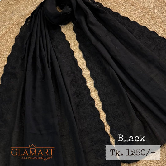Black Chikankari Pure Cotton Dupatta