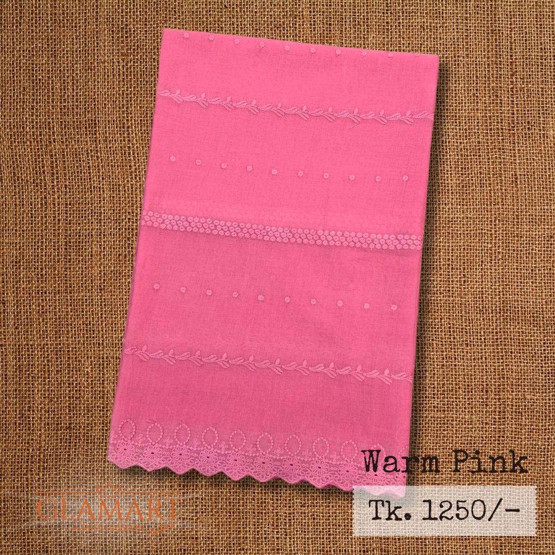 Warm Pink Chikankari Pure Cotton Dupatta