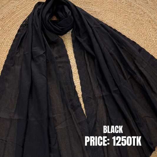 Black Chikankari Pure Cotton Dupatta
