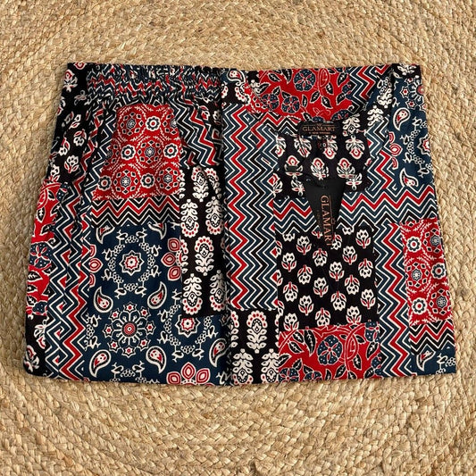 Jaipuri Cotton Long Kurti Co-ord Set – Multi-Color Patchwork Print