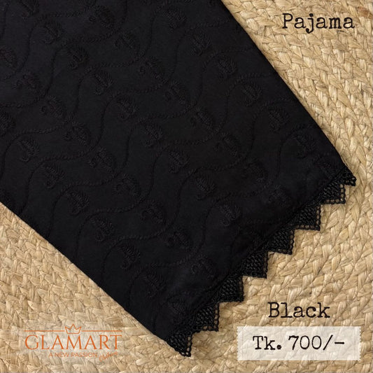Black Chikankari Embroidered Cotton Pajama