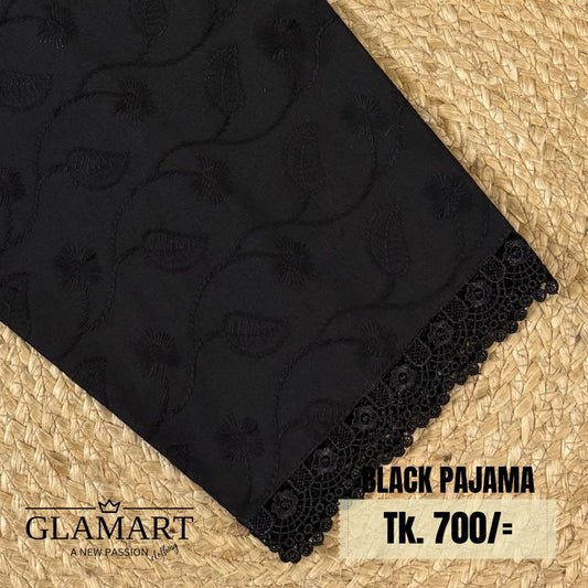 Black Chikankari Embroidered Cotton Pajama