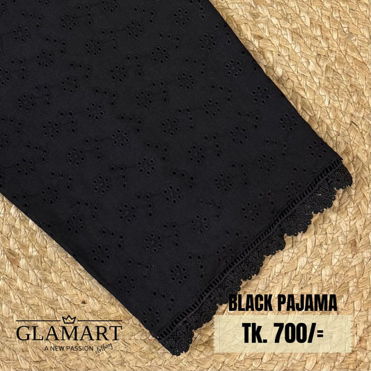 Black Chikankari Embroidered Cotton Pajama