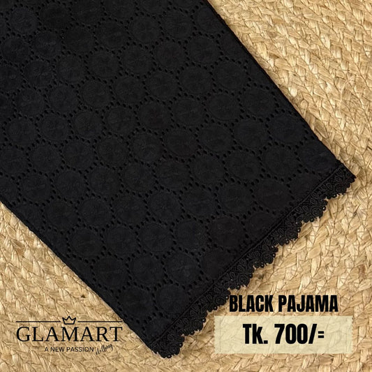 Black Chikankari Embroidered Cotton Pajama