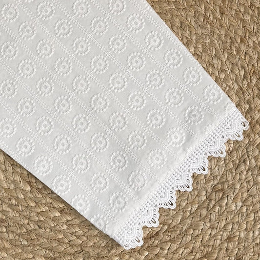 White Chikankari Embroidered Cotton Pajama