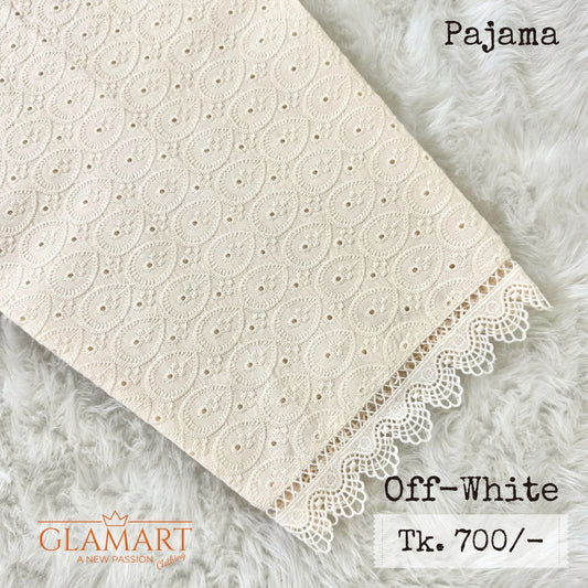 Off-White Chikankari Embroidered Cotton Pajama