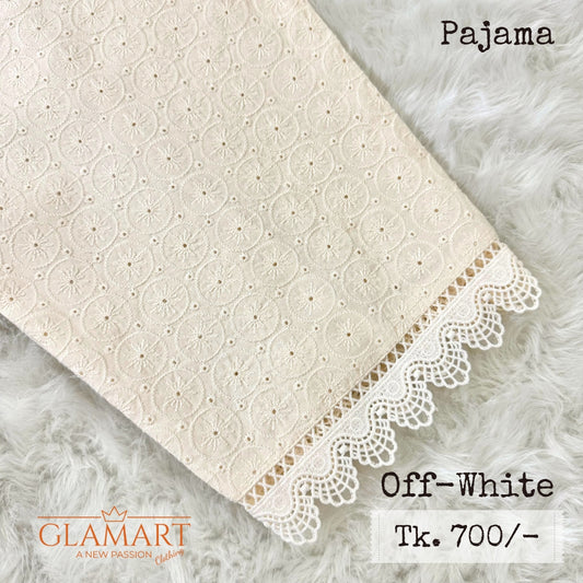 Off-White Chikankari Embroidered Cotton Pajama