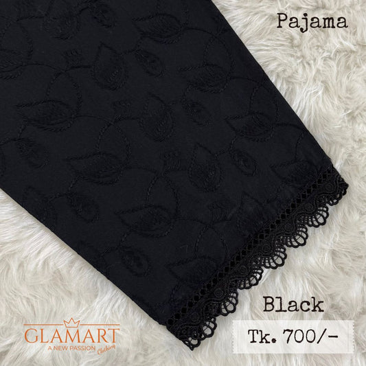 Black Chikankari Embroidered Cotton Pajama