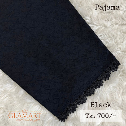 Black Chikankari Embroidered Cotton Pajama