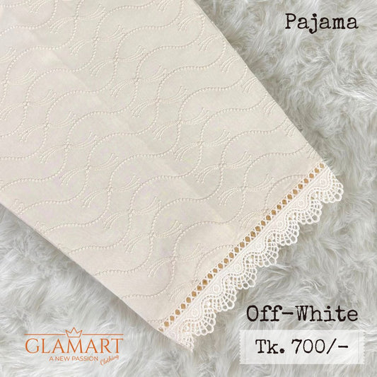 Off-White Chikankari Embroidered Cotton Pajama