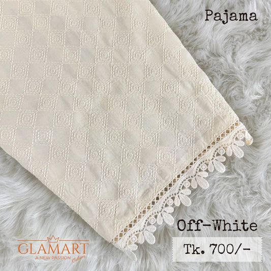 Off-White Chikankari Embroidered Cotton Pajama
