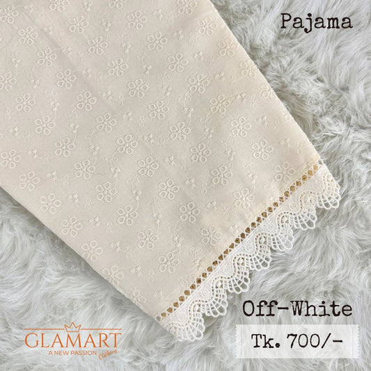Off-White Chikankari Embroidered Cotton Pajama