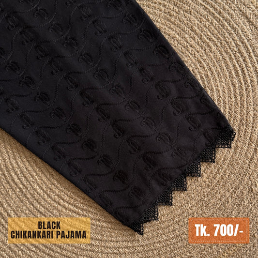 Chikankari Cotton Pajama – Black | PJ-0002
