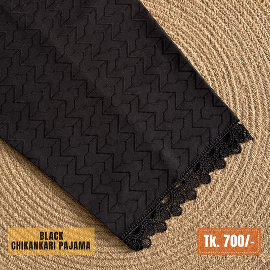 Chikankari Cotton Pajama – Black | PJ-0012