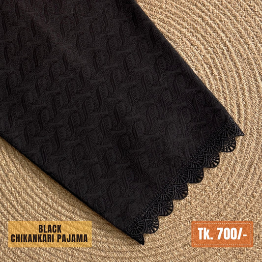 Chikankari Cotton Pajama – Black | PJ-0013