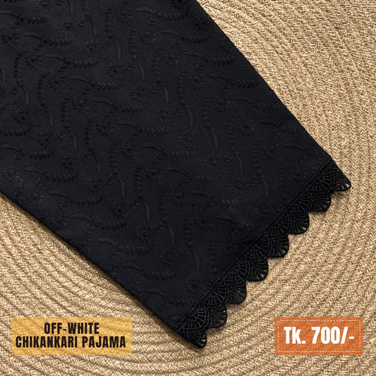 Chikankari Cotton Pajama – Black | PJ-0016