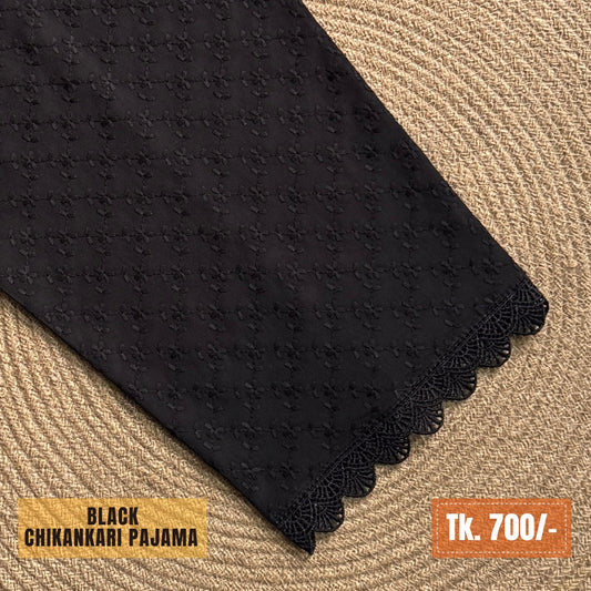 Chikankari Cotton Pajama – Black | PJ-0018