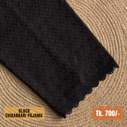 Chikankari Cotton Pajama – Black | PJ-0022