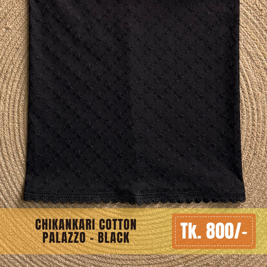 Chikankari Cotton Palazzo – Black | PZ-0005