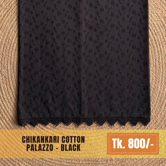 Chikankari Cotton Palazzo – Black | PZ-0007