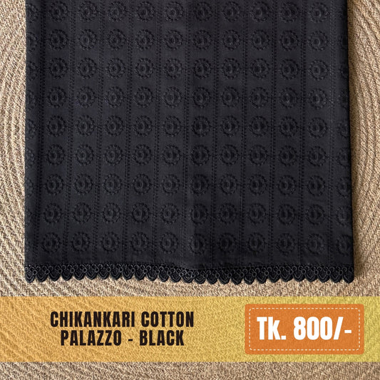 Chikankari Cotton Palazzo – Black | PZ-0012