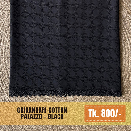 Chikankari Cotton Palazzo – Black | PZ-0013