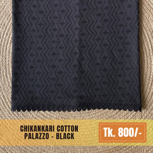 Chikankari Cotton Palazzo – Black | PZ-0014