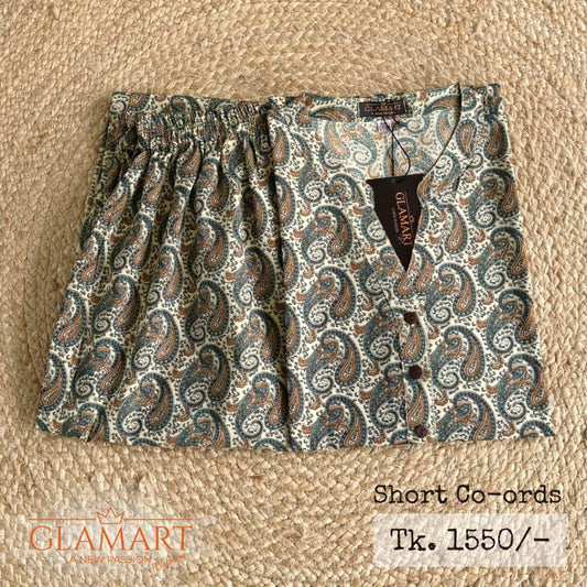 Jaipuri Cotton Short Kurti Co-ord Set – Sage & Rust Paisley Print