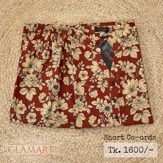 Jaipuri Cotton Short Kurti Co-ord Set – Maroon & Cream Floral Print