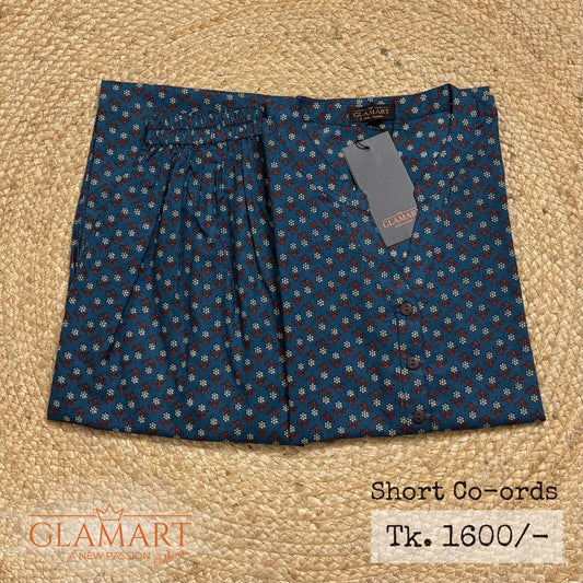 Jaipuri Cotton Short Kurti Co-ord Set – Teal Blue Floral Print