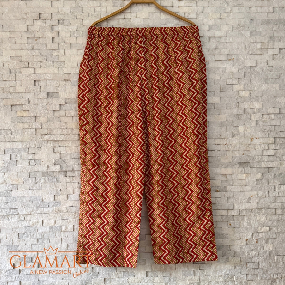 Jaipuri Cotton Co-Ord Set – Rust Red Floral & Zig-Zag Print