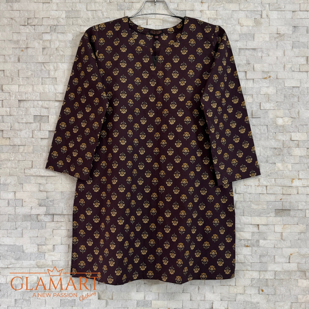 Jaipuri Cotton Co-Ord Set – Deep Wine Mustard Floral Butti Print
