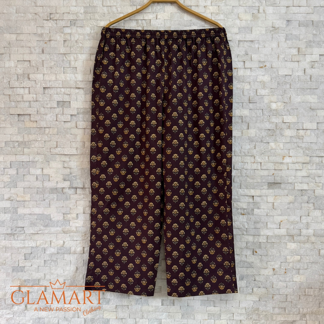Jaipuri Cotton Co-Ord Set – Deep Wine Mustard Floral Butti Print