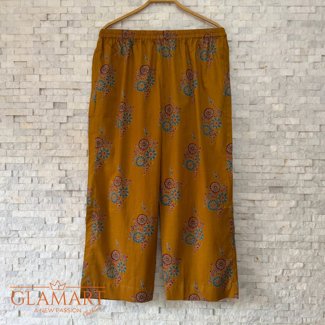 Jaipuri Cotton Co-Ord Set – Mustard Brown Floral Print
