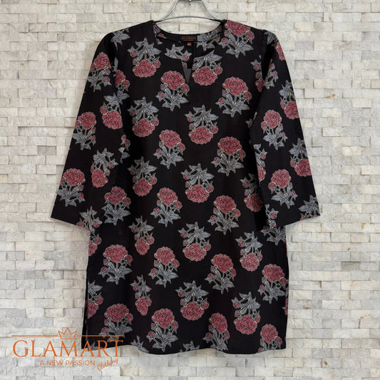Jaipuri Cotton Co-Ord Set – Black & Pink Floral Print