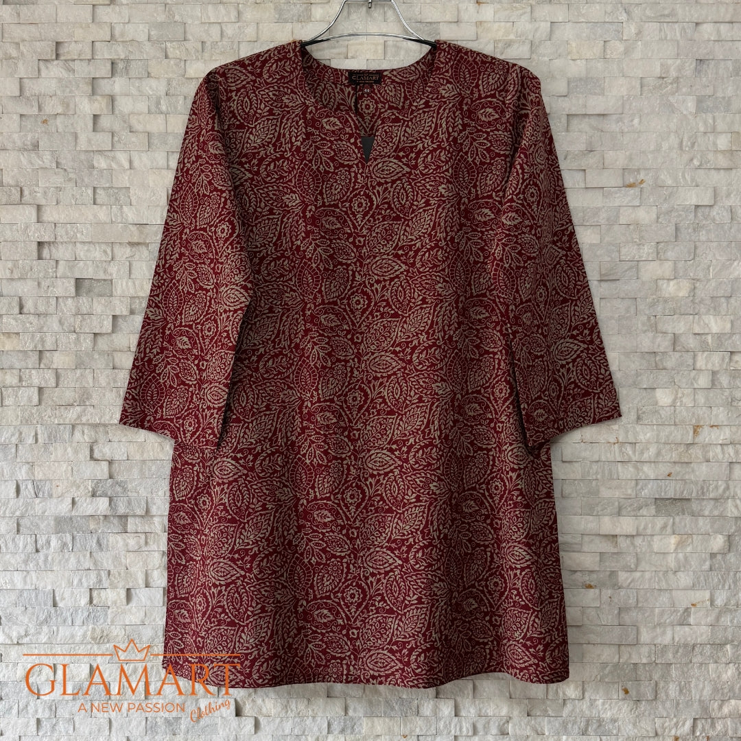 Jaipuri Cotton Co-Ord Set – Maroon & Beige Floral Print