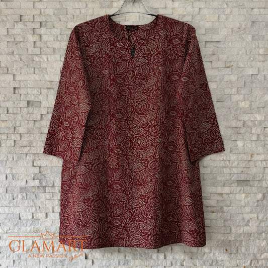 Jaipuri Cotton Co-Ord Set – Maroon & Beige Floral Print