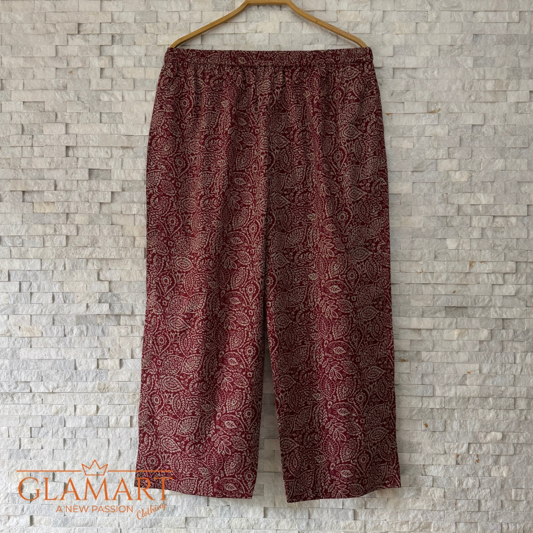 Jaipuri Cotton Co-Ord Set – Maroon & Beige Floral Print