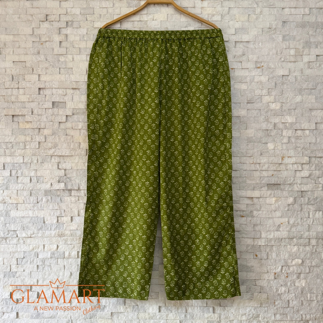 Jaipuri Cotton Co-Ord Set – Bright Leaf Green Floral Butti Print