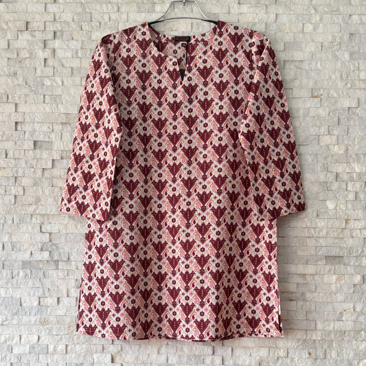 Jaipuri Cotton Co-Ord Set – Maroon Paisley & Zig-Zag